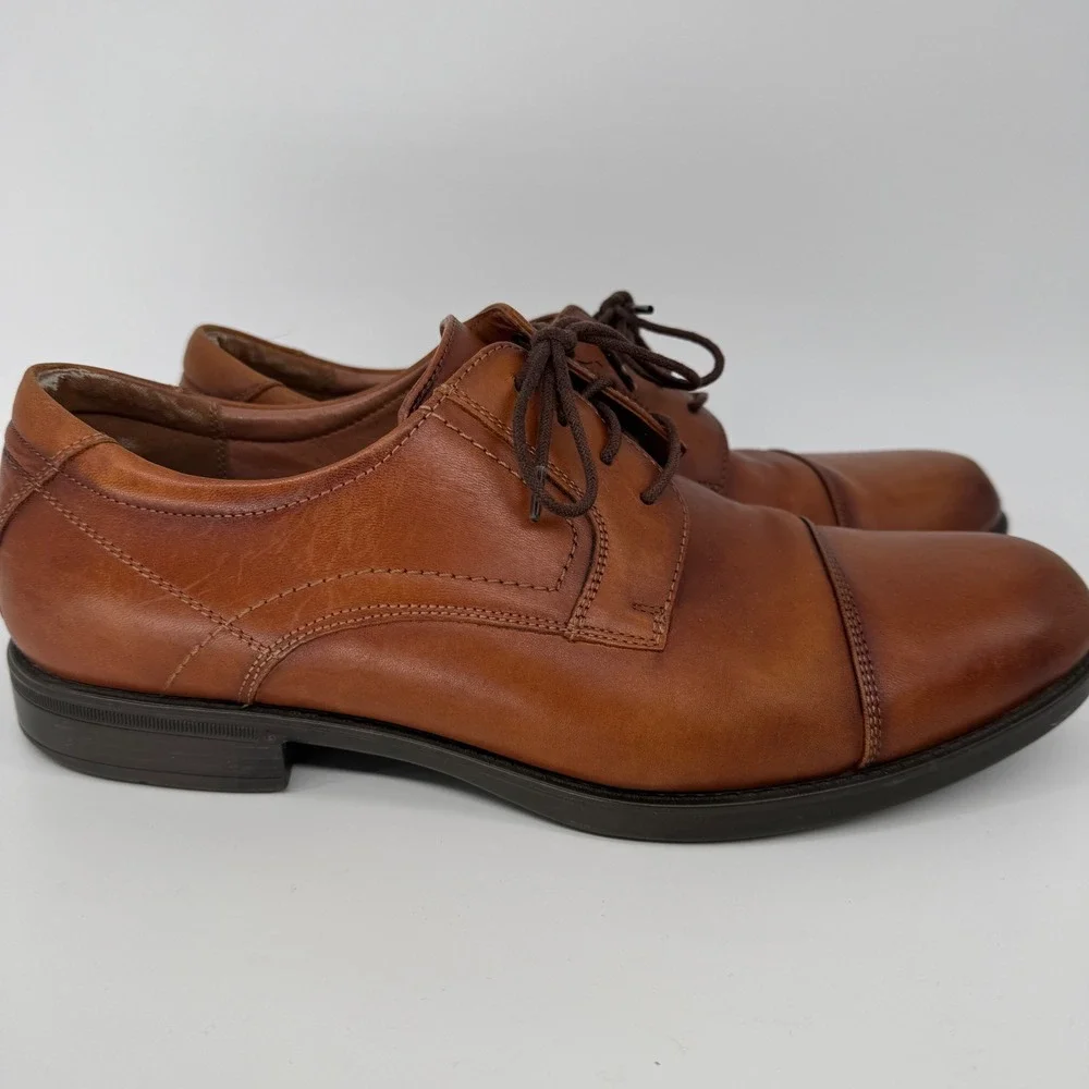 Florsheim Mens 11827-221 Cognac Leather Cap Toe Derby Shoes Size 12‎ D